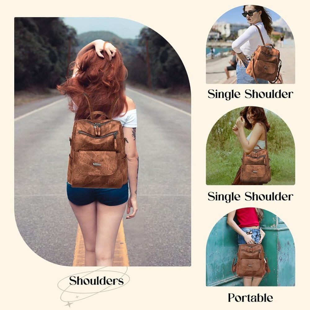 Versatile Small Leather Backpack Purse - Waterpro… - image 5